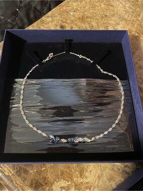 Swarovski Silver Necklace with Blue Accent Stones